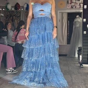 Sparkling Blue Strapless Gown